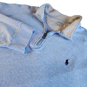 POLO RALPH LAUREN Quarter Zip Pullover Mens XXL Blue Luxury Jersey Golf